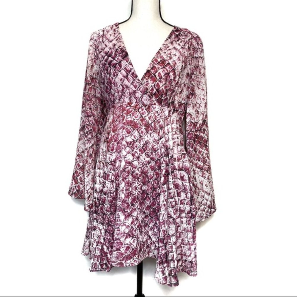 Olivaceous pink snake printed dress Large